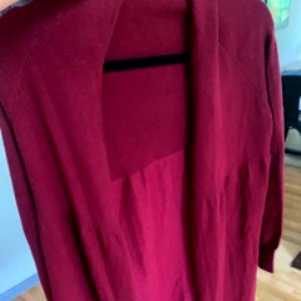 Red cardigan
